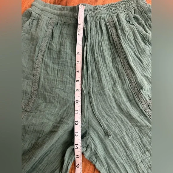Bohemian Gauze Flowy Harem Cotton Tie Bottom Pants Womens S - Picture 11 of 11